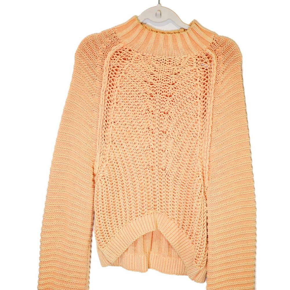 Peach Free People Knit Mock Turtleneck Sweater